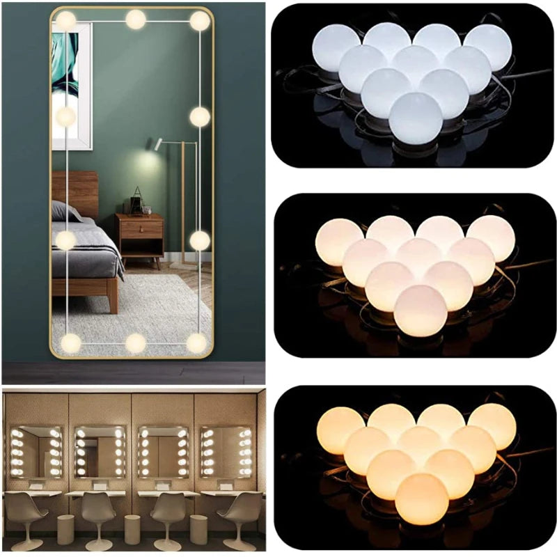 Makeup Mirror LED Light Bulbs Vanity Lights USB 12V Bathroom Dressing Table Lighting - Bunabo