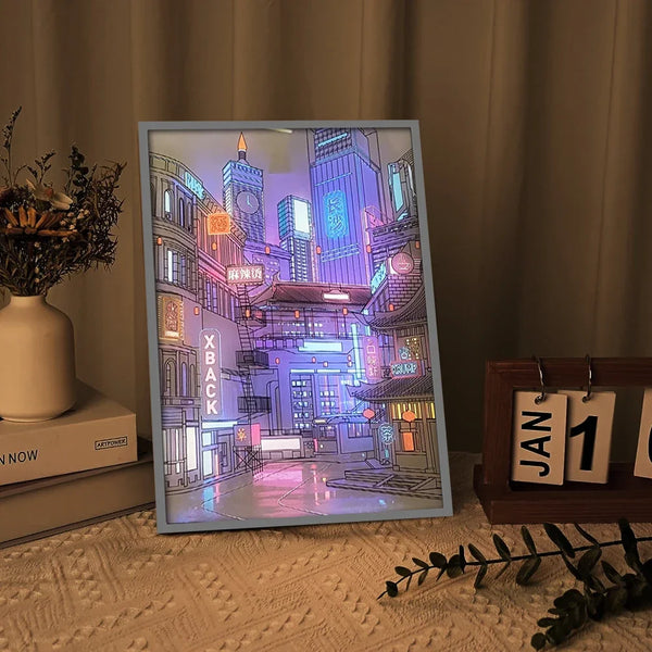 LED Light Up Painting Anime Wall Light Painting Decor Led Wall Art Picture Frame Dimming Romantic Night Lamp Gift Home Decor - Bunabo