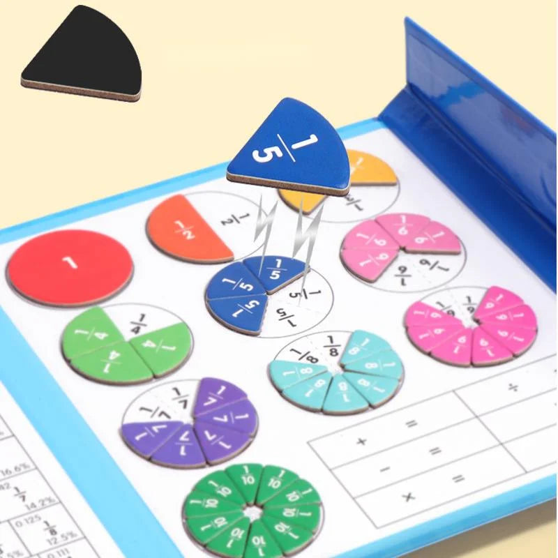 Magnetic Fraction Learning Math Toy Montessori Arithmetic Teaching Aids Wooden Book Educational Toys - Bunabo