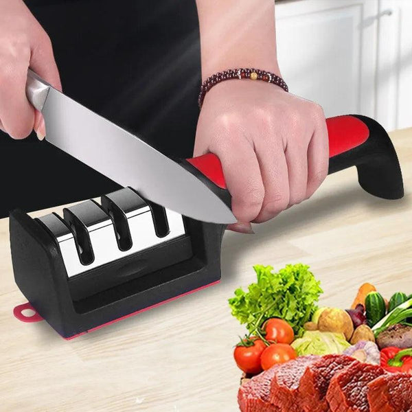 Kitchen 3/4-Segment Knife Sharpener Household Multi-Functional Hand-Held 3/4-Purpose Black Sharpening Stone - Bunabo