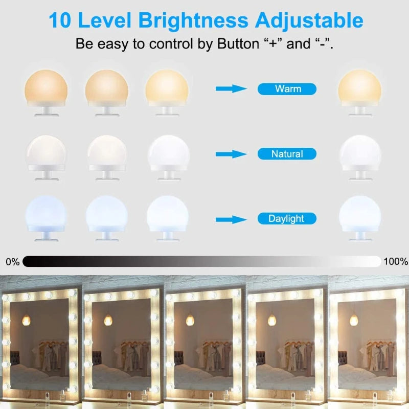 Makeup Mirror LED Light Bulbs Vanity Lights USB 12V Bathroom Dressing Table Lighting - Bunabo