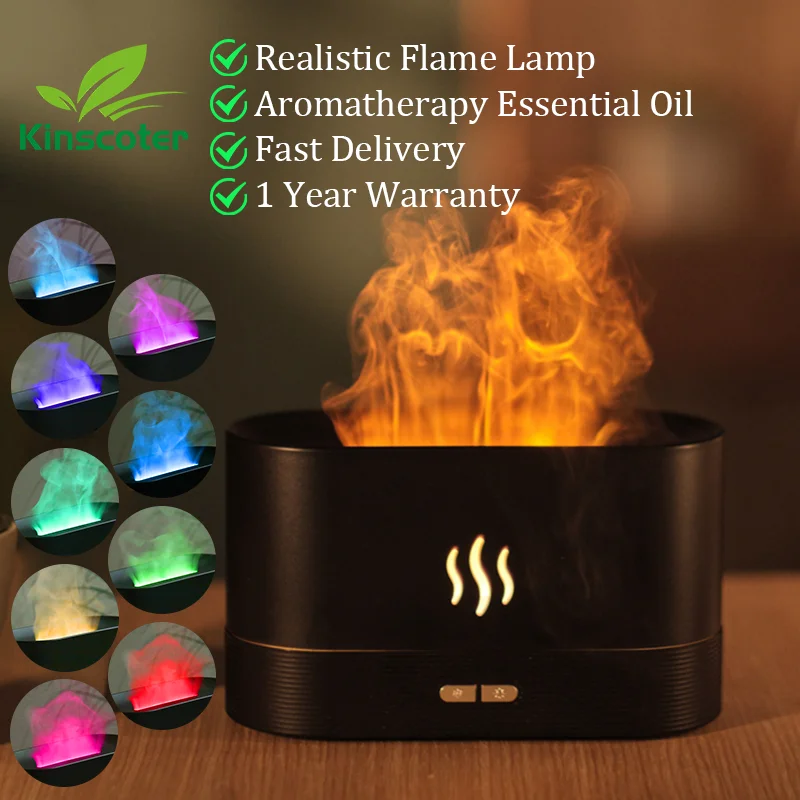 Kinscoter Aroma Diffuser Air Humidifier Ultrasonic Cool Mist Maker Fogger Led Essential Oil Flame Lamp Difusor - Bunabo